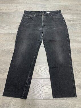 Vintage Levi's 528 Fade Black Denim Jeans Made in Canada Cut Off Hem Size 34x26